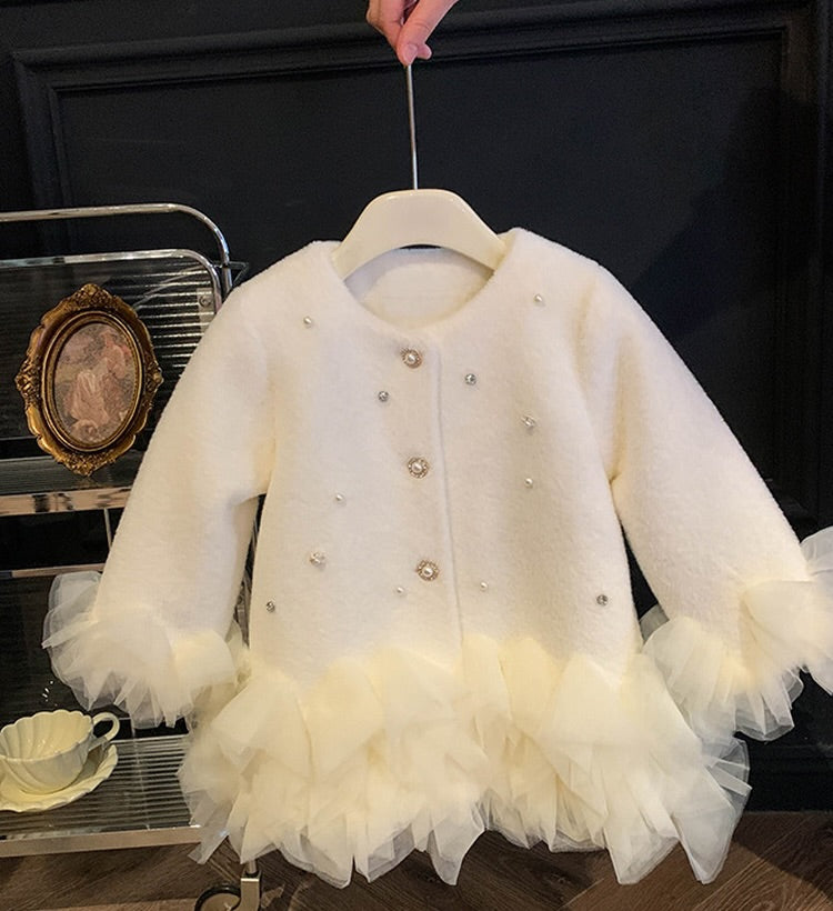 White Pearl-Embellished Jacket - A Statement of Elegance